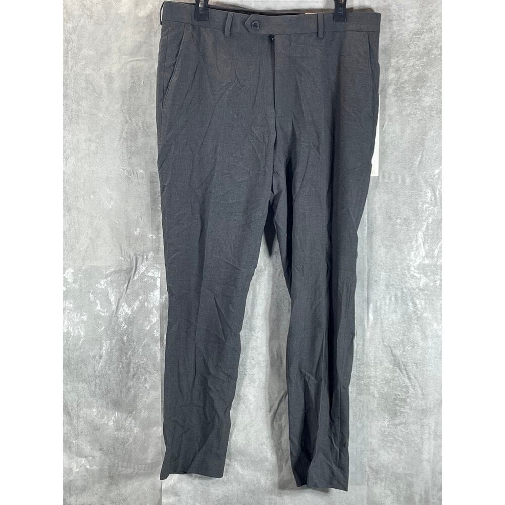 CALVIN KLEIN Men's Dark Grey Infinite Stretch Skinny-Fit Dress Pants SZ 34X30